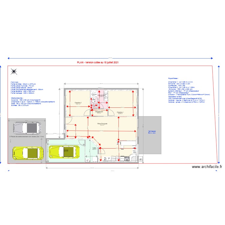 BERNARD Version cotée 190721sans mobilier. Plan de 8 pièces et 93 m2