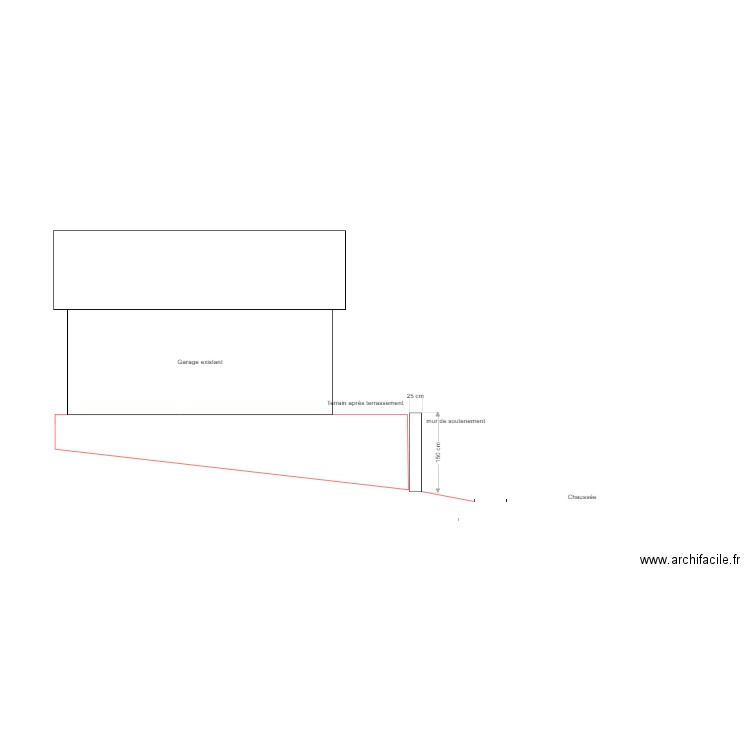 DP3 coupe terrain après. Plan de 0 pièce et 0 m2