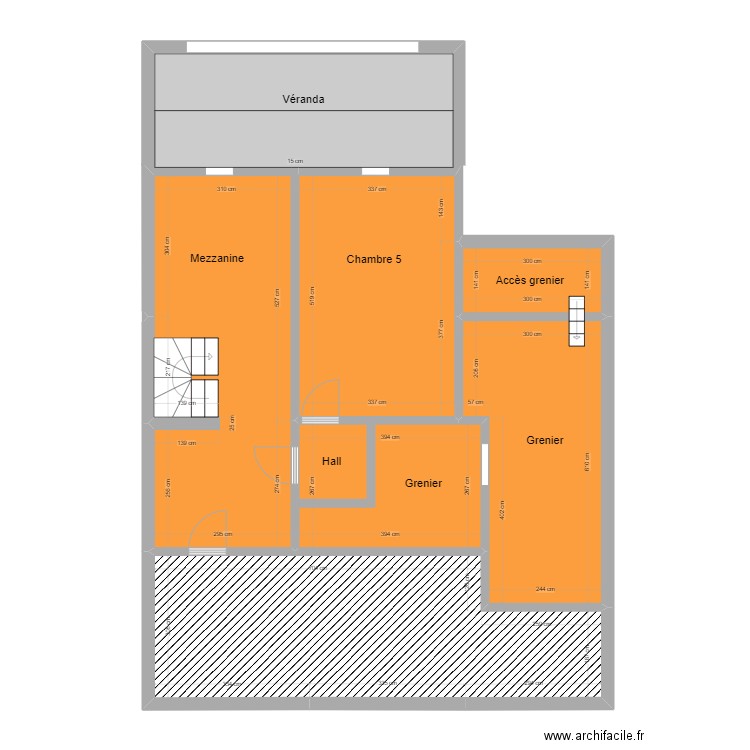 2ème étage Rulles. Plan de 5 pièces et 98 m2