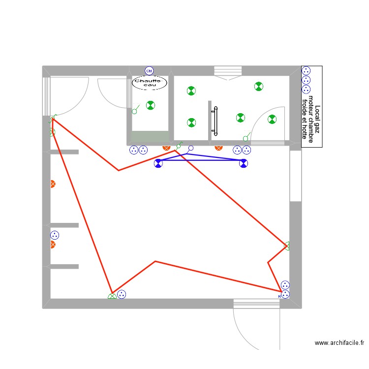 CHAMBRE 1 ÉLECTRICITÉ. Plan de 3 pièces et 24 m2