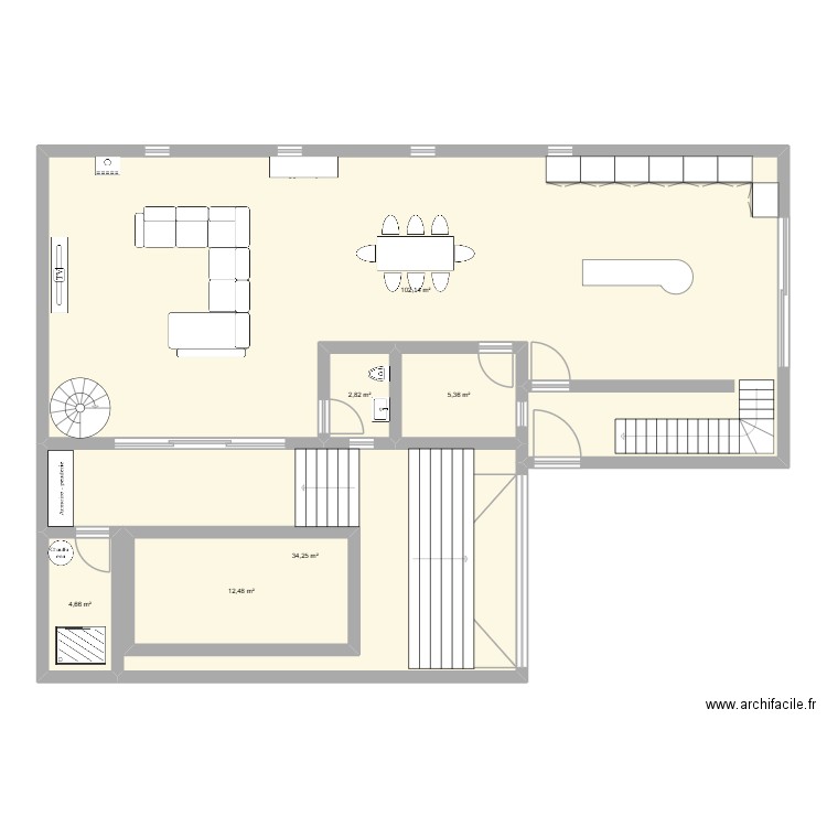 chasse. Plan de 6 pièces et 178 m2