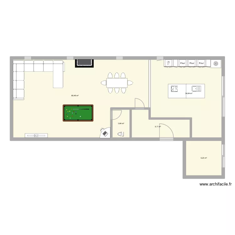 chasse. Plan de 5  et 126 m²
