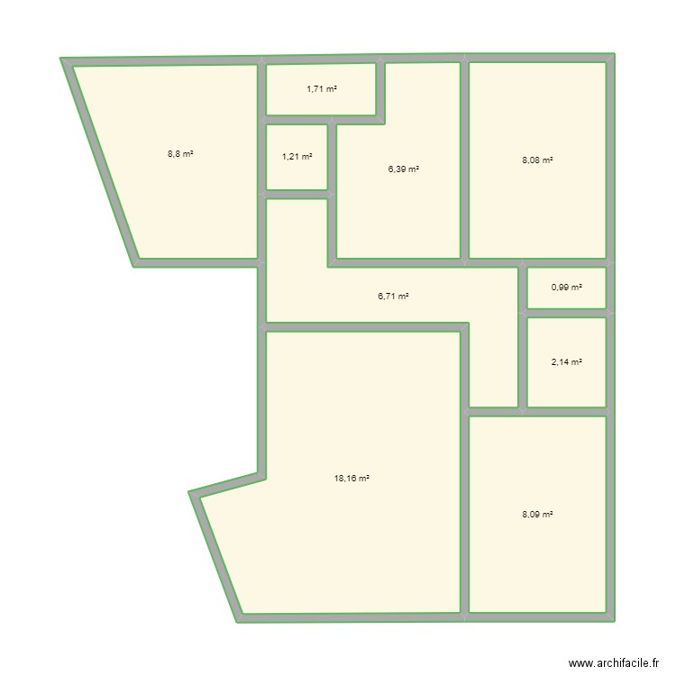 LGT 950. Plan de 10 pièces et 62 m2