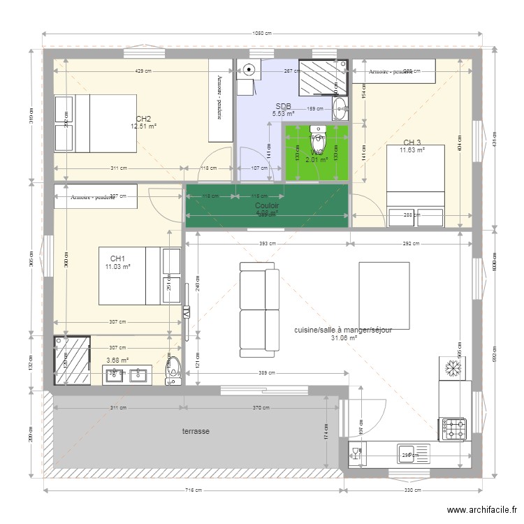 plan maison F4 cambium électrique. Plan de 0 pièce et 0 m2