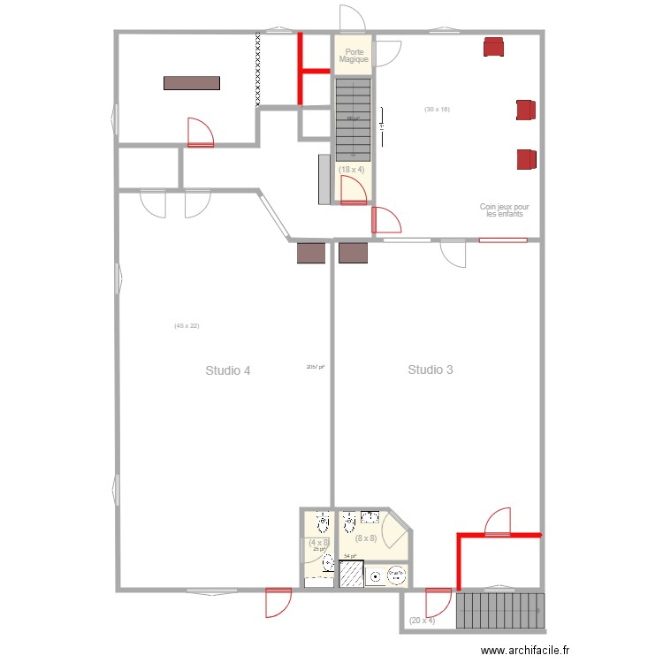 EDNL 2e étage 7 reaménagement. Plan de 0 pièce et 0 m2