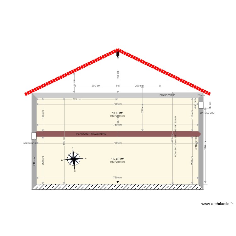 COUPE EO MEZZANINE. Plan de 0 pièce et 0 m2