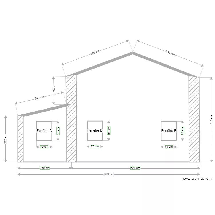 coupe pignon. Plan de 