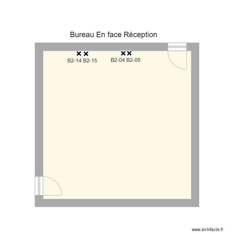 bureau face reception. Plan de 1 pièce et 23 m2