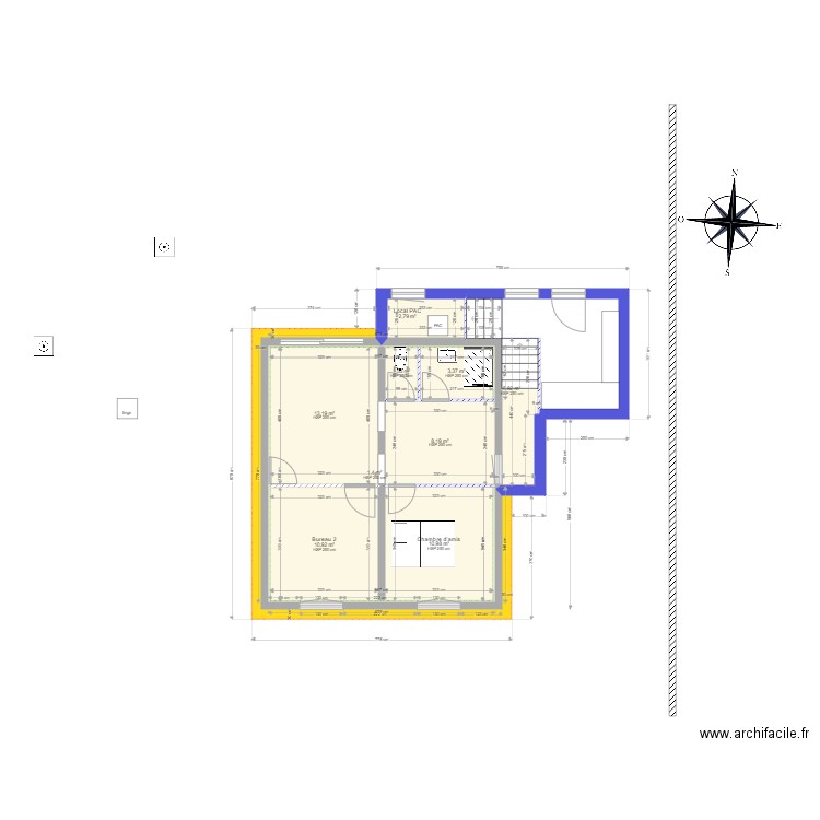 AJ SSOL et RdJ loc. Plan de 32 pièces et 214 m2