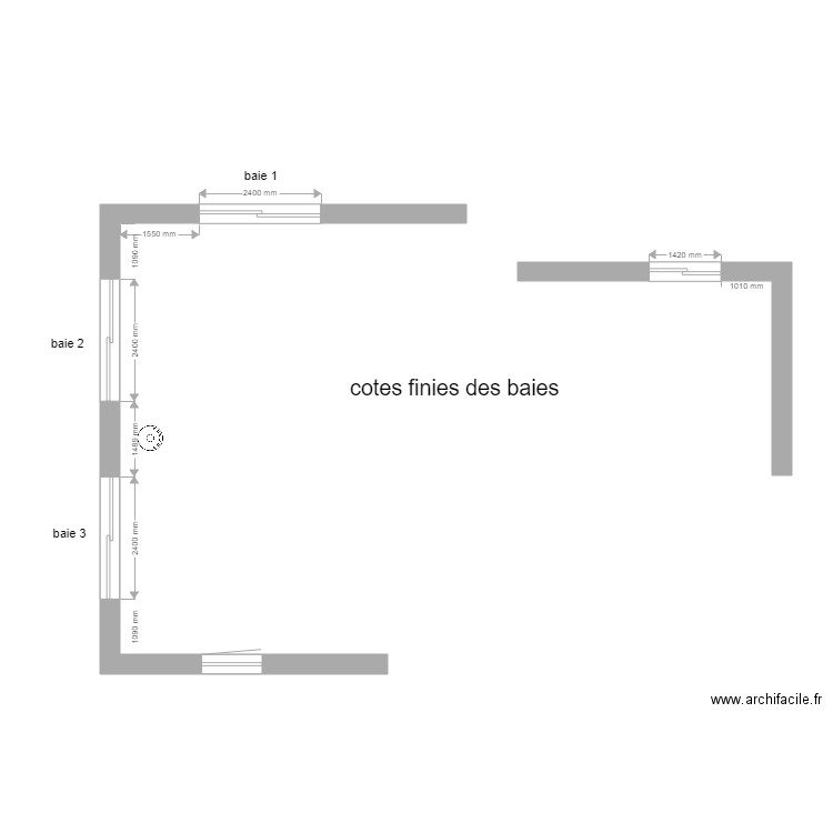 Plan intérieur ouvertures salon. Plan de 0 pièce et 0 m2