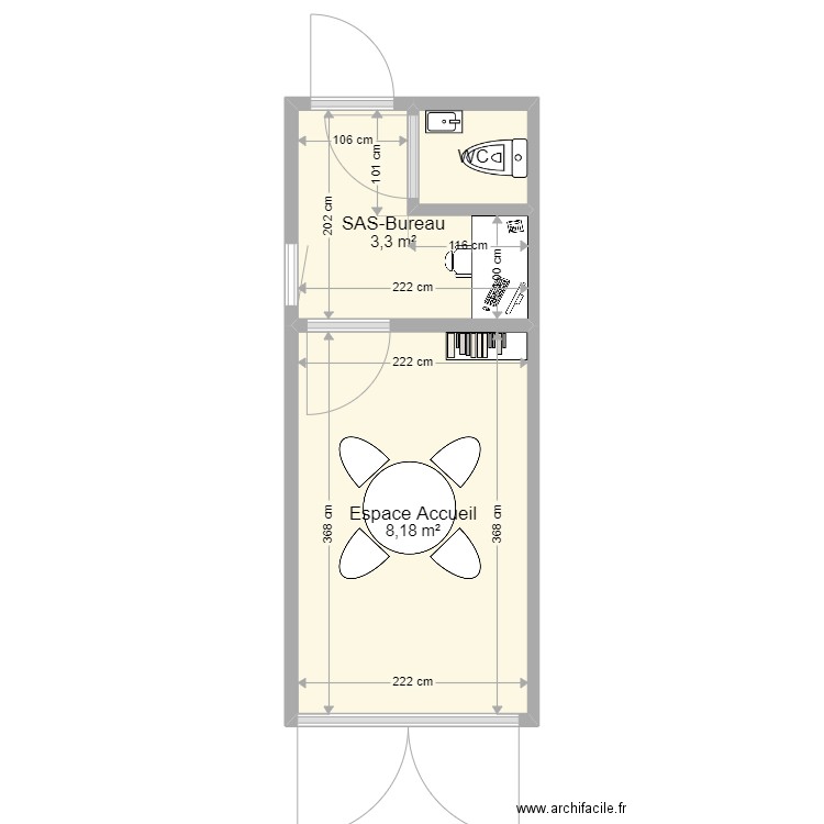 Maison Paul Henricot. Plan de 3 pièces et 12 m2