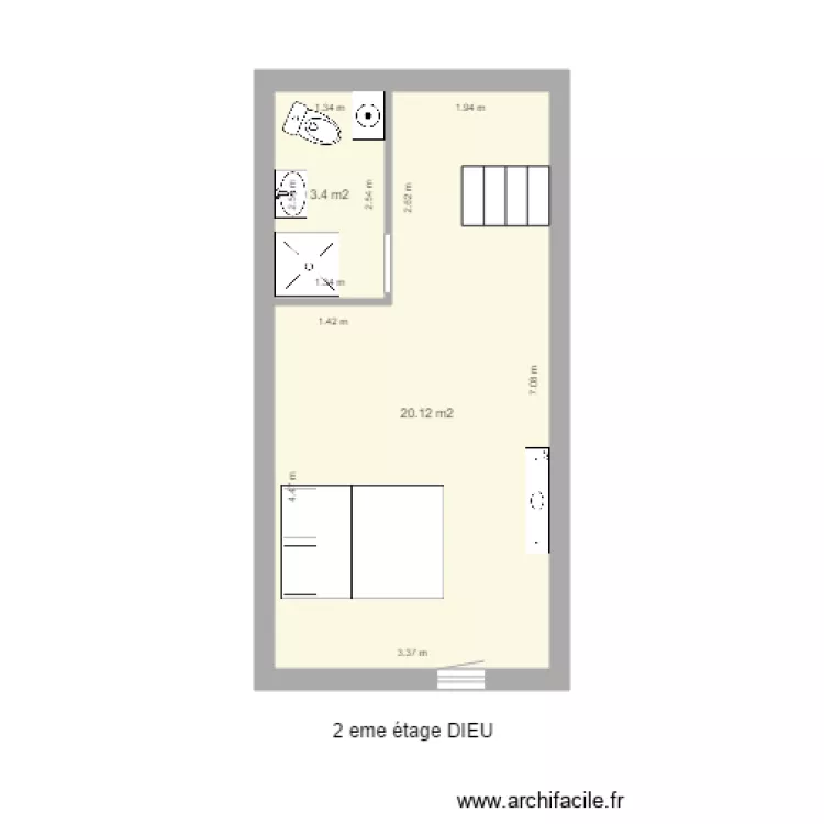 DIEU version 2 unit&eacute;s 2eme &eacute;tage. Plan de 