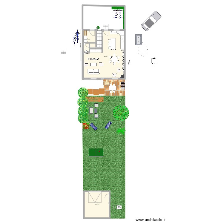 Epinette  entrée salon. Plan de 3 pièces et 85 m2