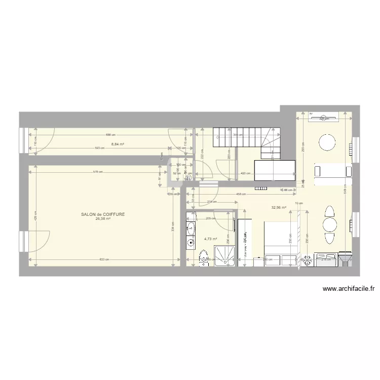 COURBET RDC Apr&egrave;s TRAVAUX . Plan de 