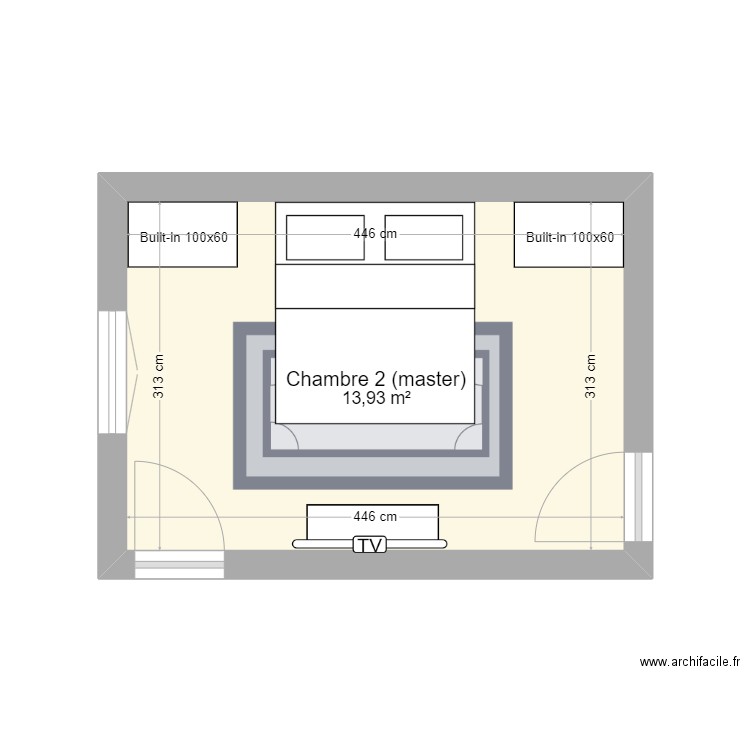 Marceau chambre 2 - master V2. Plan de 0 pièce et 0 m2