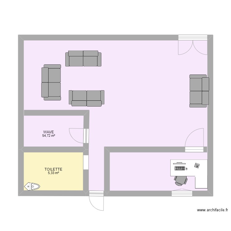 AGENCE DE VOYAGE . Plan de 2 pièces et 60 m2