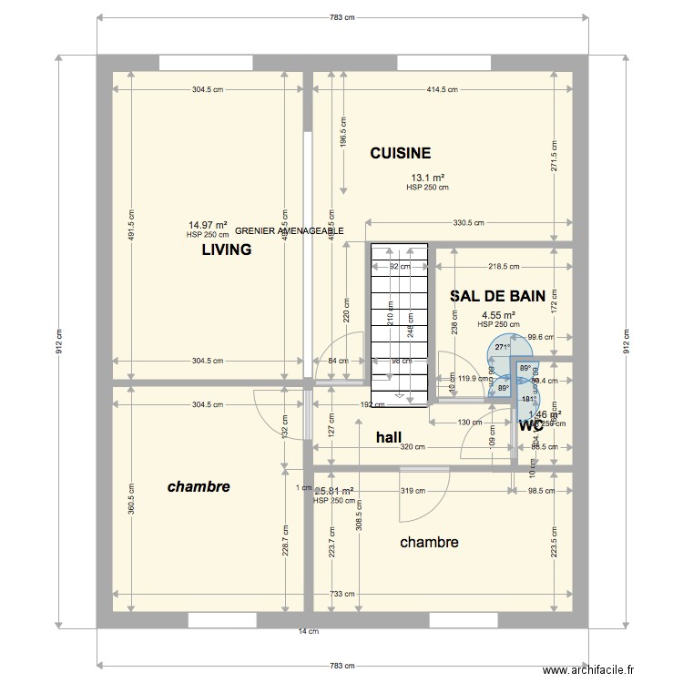 GRENIER SITUATION EXISTANT 2 modification. Plan de 0 pièce et 0 m2