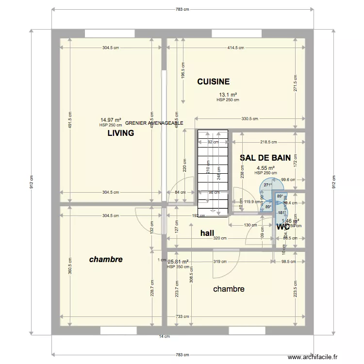 GRENIER SITUATION EXISTANT 2 modification. Plan de 