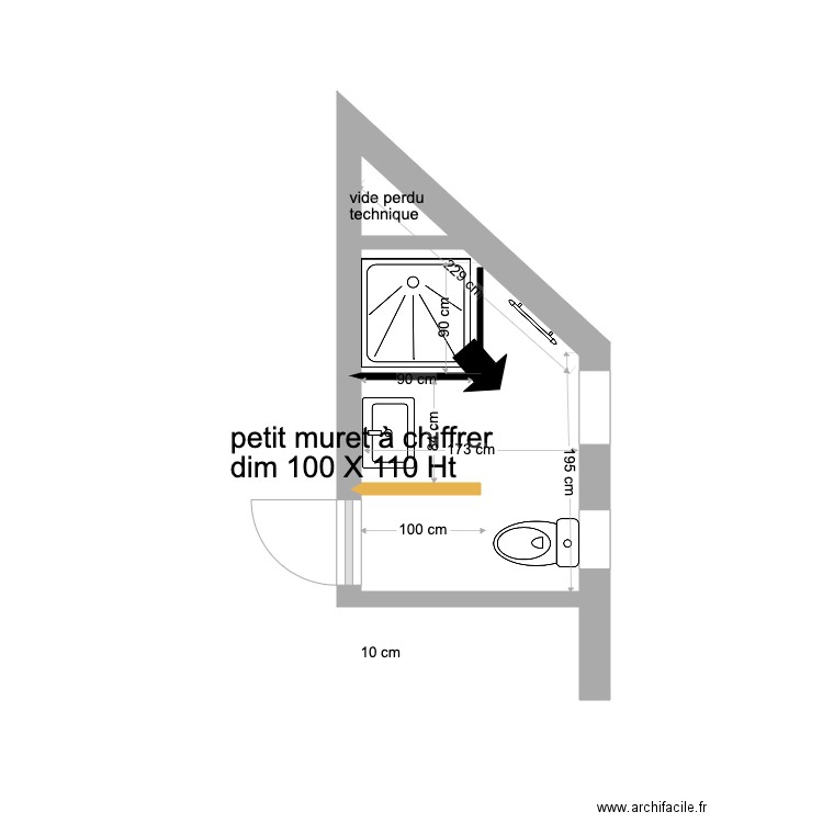 SDB  FUTURE tredrez . Plan de 1 pièce et 5 m2