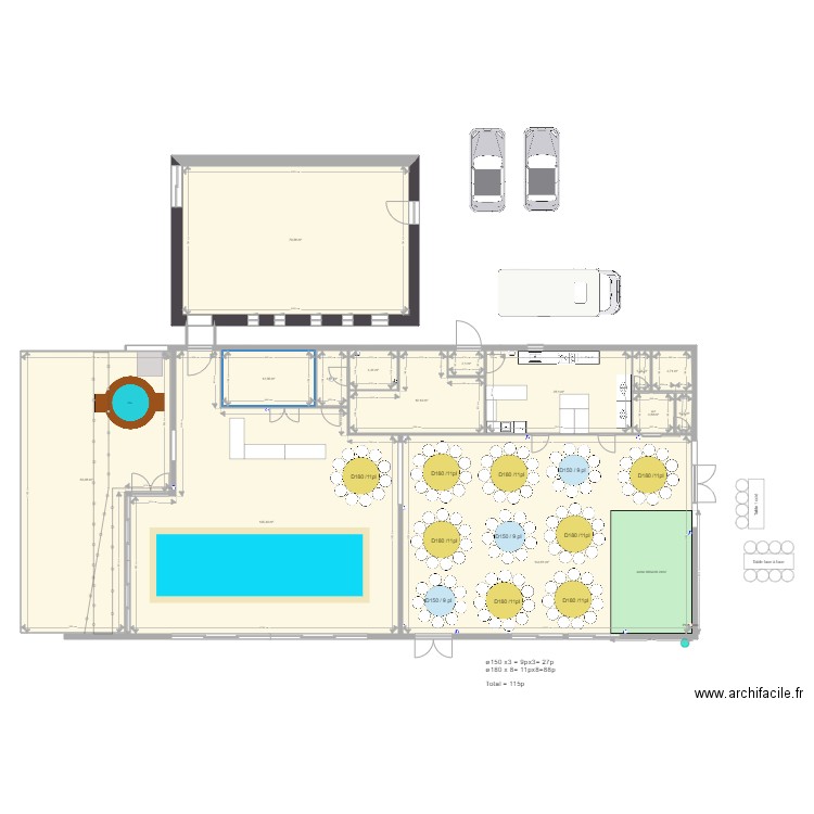 QUATRE PLUMES PLAN DE TABLE 115p ronde. Plan de 0 pièce et 0 m2