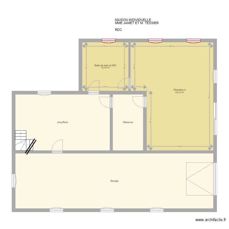 JAMET TESSIER. Plan de 5 pièces et 152 m2