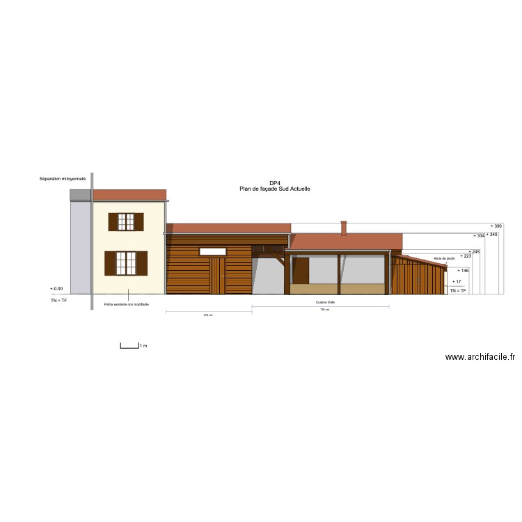 Plan sud existant. Plan de 0 pièce et 0 m2