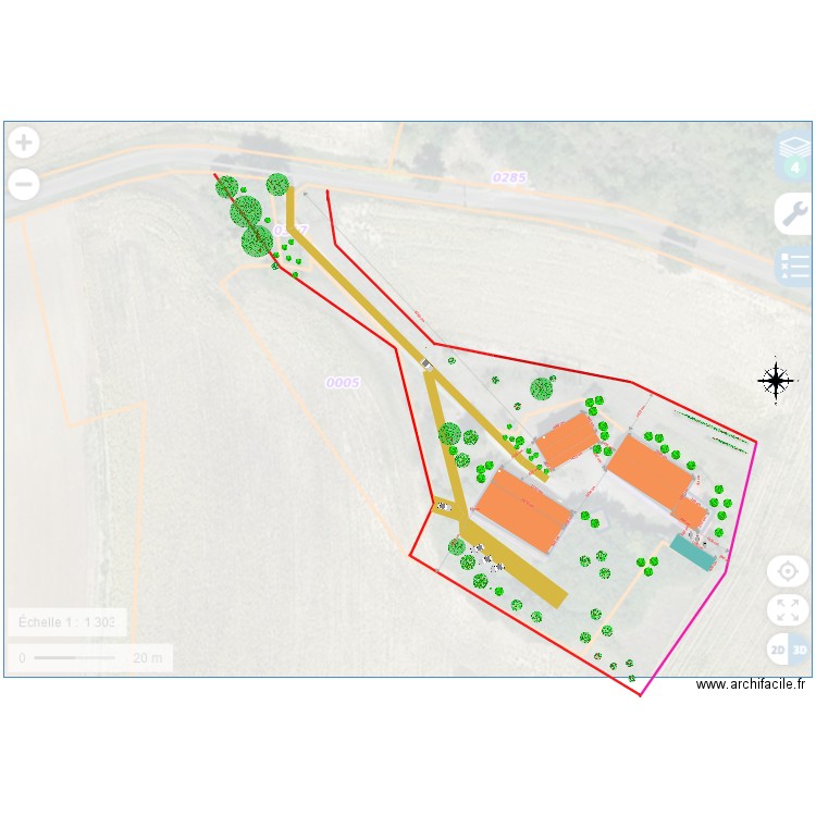 PLAN DE MASSE PROJET 3m supplementaires sur le champs pour piscine. Plan de 0 pièce et 0 m2