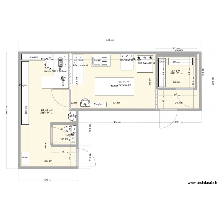 PLAN CUISINE 12/05/2023. Plan de 3 pièces et 33 m2