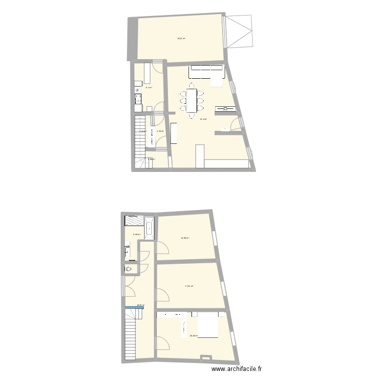 SdB exemple 2. Plan de 11 pièces et 160 m2