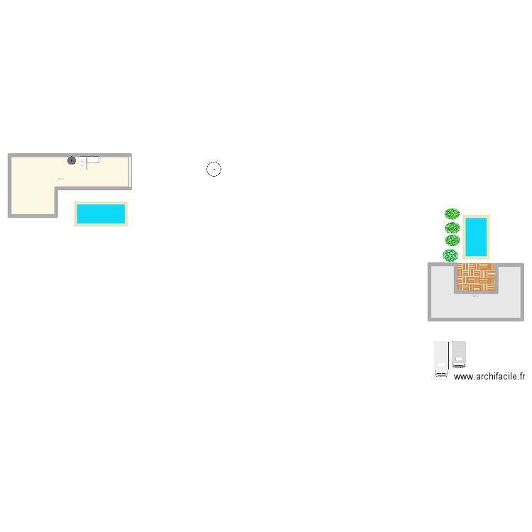 chambre. Plan de 2 pièces et 90 m2