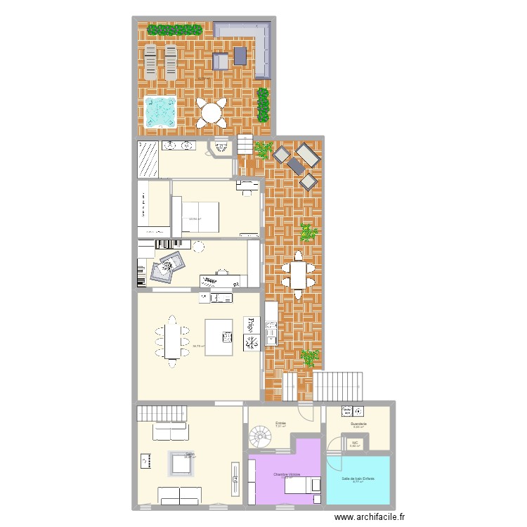 Maison 1. Plan de 15 pièces et 236 m2
