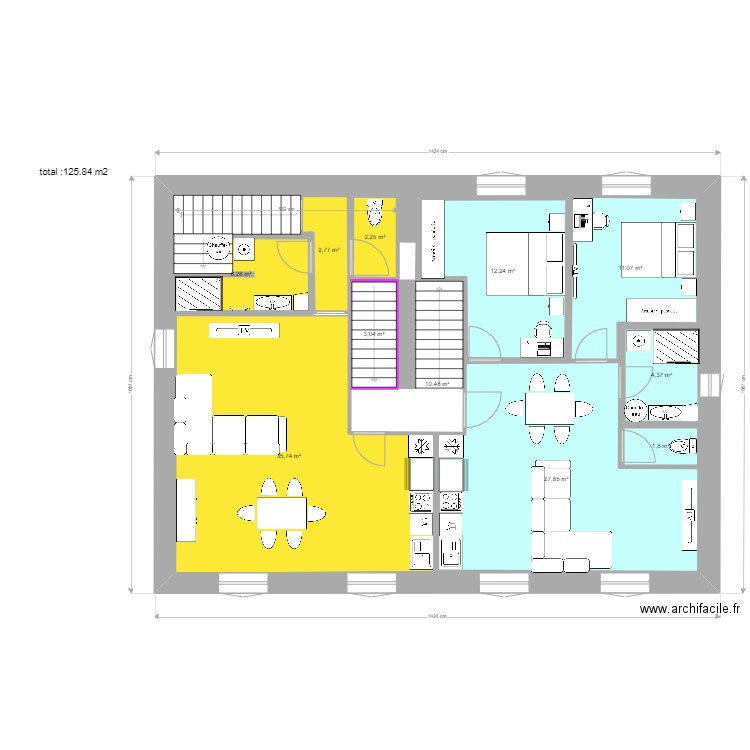 plan 1er étage escalier central 2. Plan de 11 pièces et 233 m2