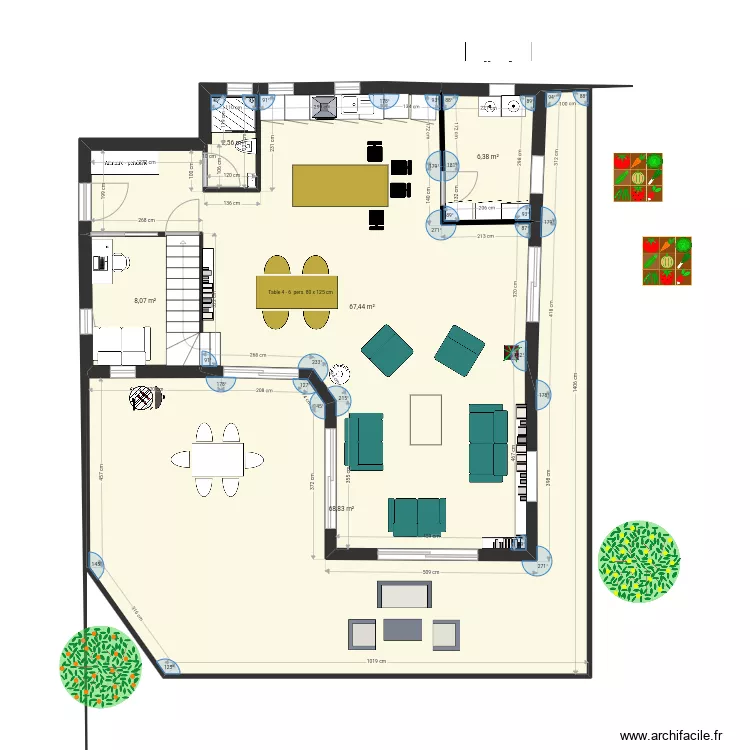 Cuisine milieu. Plan de 