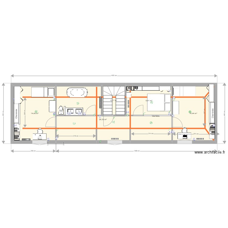 Plan Maison Antoine Meublé. Plan de 5 pièces et 68 m2