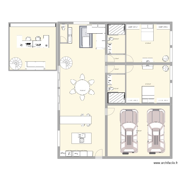 projet Rob Lou. Plan de 9 pièces et 200 m2