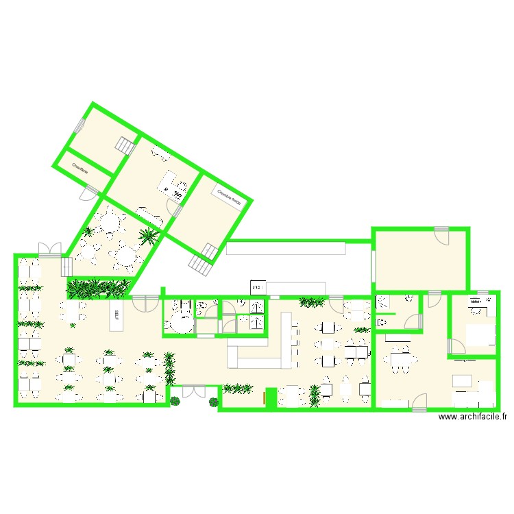 Plan restaurant avec sanitaire et logement titou vu mum. Plan de 0 pièce et 0 m2