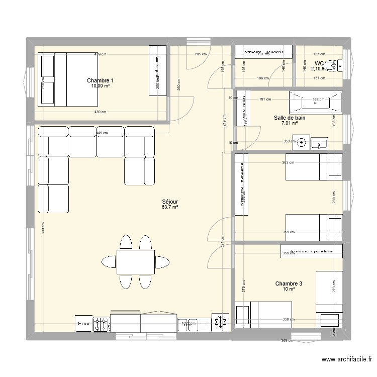 Maison Carré. Plan de 0 pièce et 0 m2