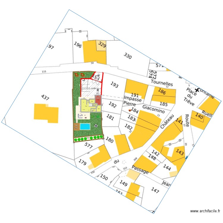 Plan de masse-AB578. Plan de 11 pièces et 396 m2