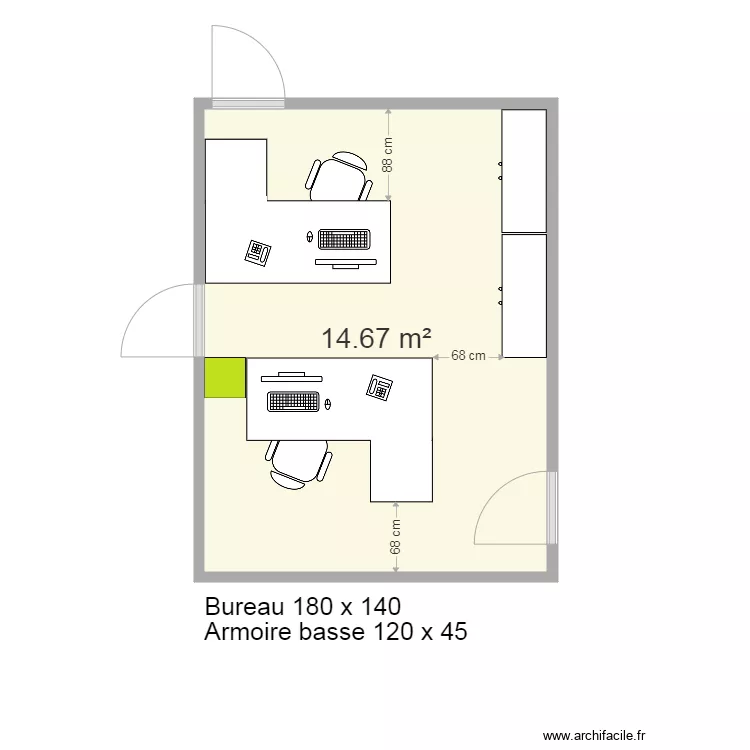 Bureau Karine Joelle V1. Plan de 