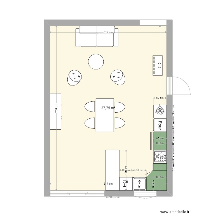 pièce ok le 17.05 cuisine . Plan de 0 pièce et 0 m2