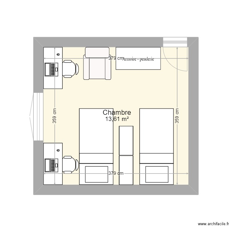 Bry 3. Plan de 1 pièce et 14 m2