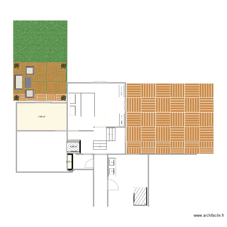 EXTENSION 1. Plan de 4 pièces et 9 m2