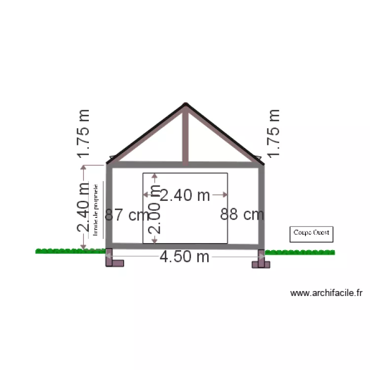Coupe Ouest . Plan de 