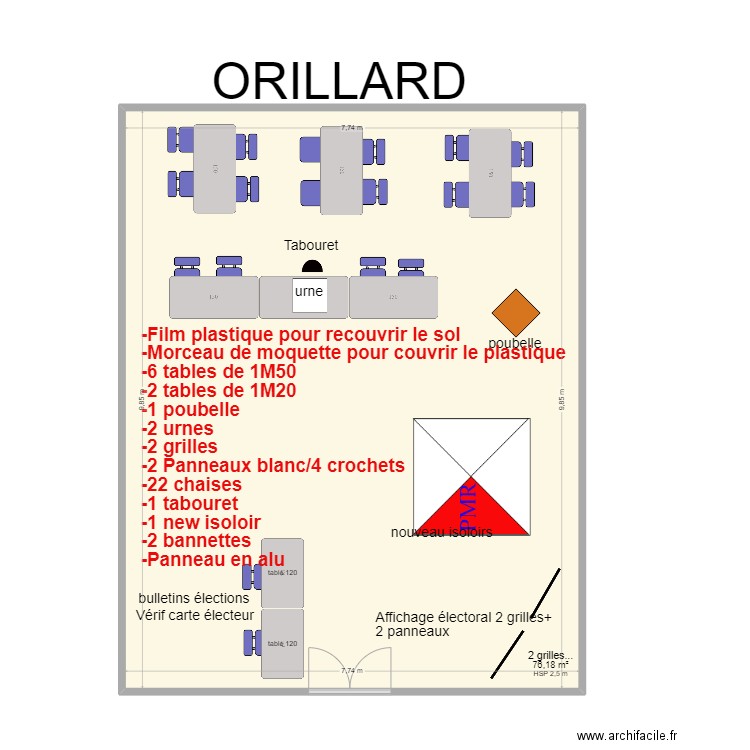 Orillard plan 2022. Plan de 1 pièce et 76 m2