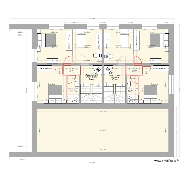 20240410 Projet Rénovation Sud Mury Modif Maçonnerie. Plan de 25 pièces et 314 m2