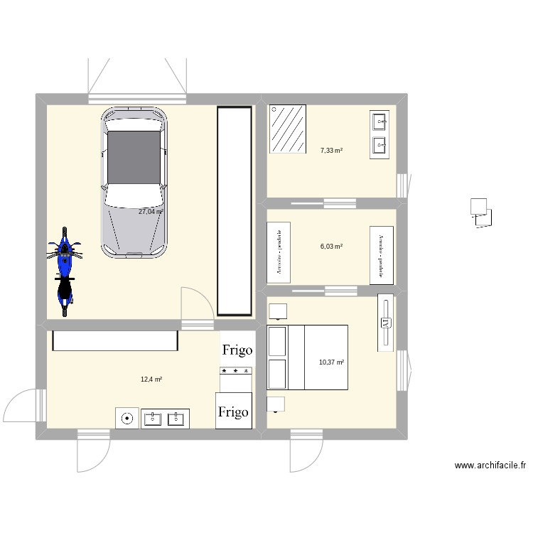 suite parentale. Plan de 5 pièces et 63 m2