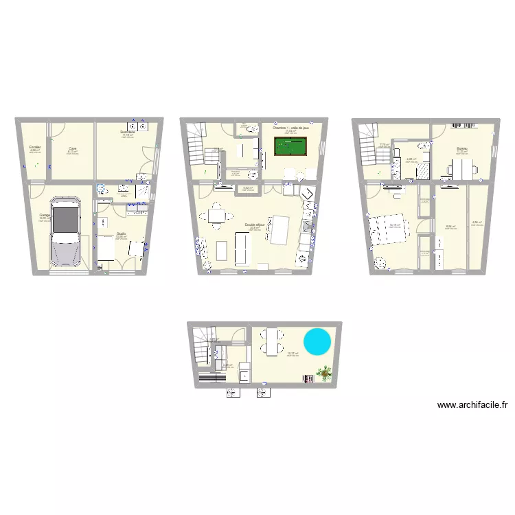 Cazouls les b&eacute;ziers avant travaux. Plan de 