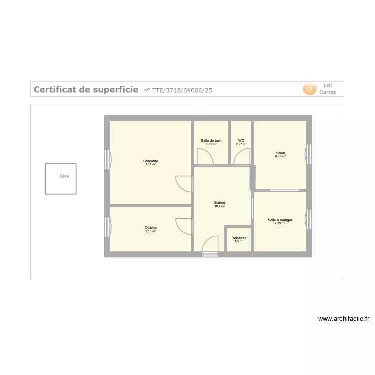 Plan 1. Plan de 8  et 61 m²