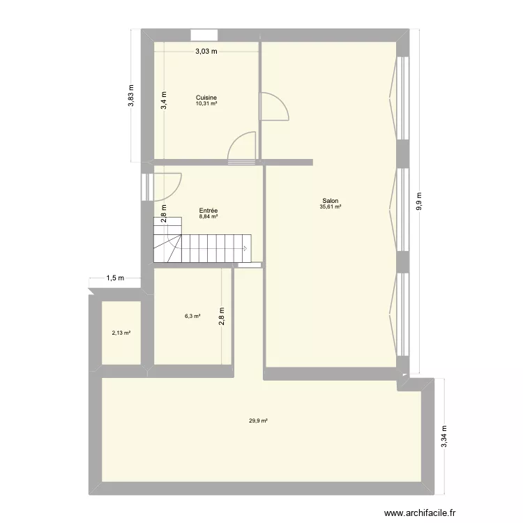 maison amenag&eacute;. Plan de 6  et 93 m²