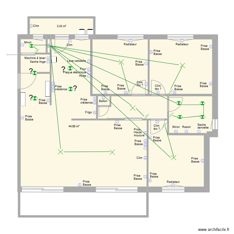 Elec. Plan de 10 pièces et 92 m2